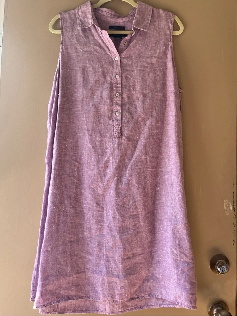 Tahari Sleeveless Linen Shift Dress in Lavender - Picture 1 of 9